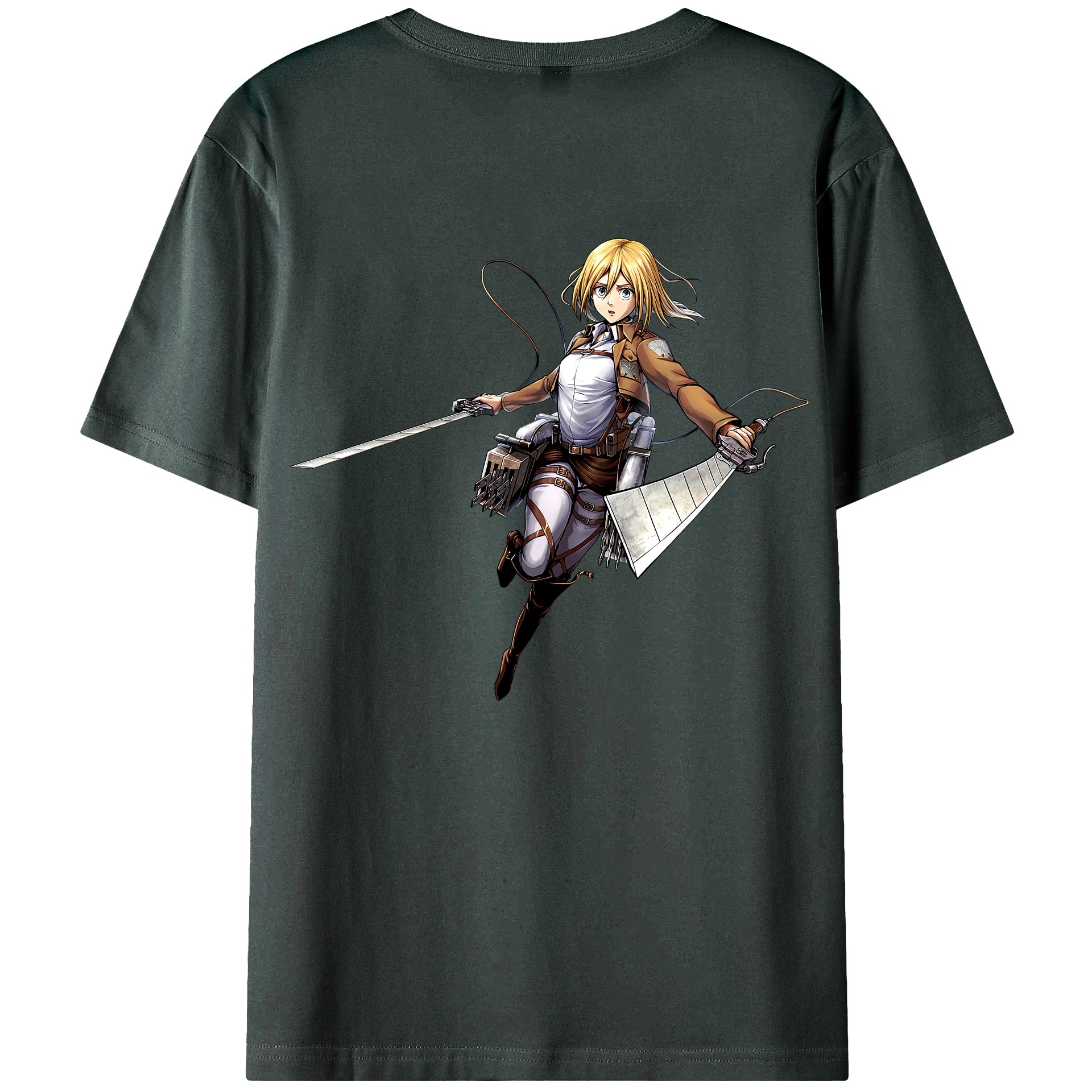 （画像用） 進撃の巨人 クリスタ·レンズ Attack on Titan Christa Lenz 綿100％ メンズ半袖Tシャツ（バックプリント） 通気性